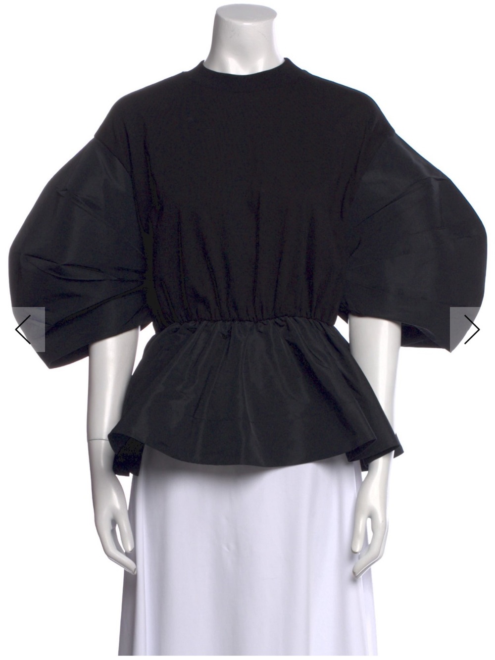 Alexander McQueen Black Peplum Top with Dramatic Puff Sleeves